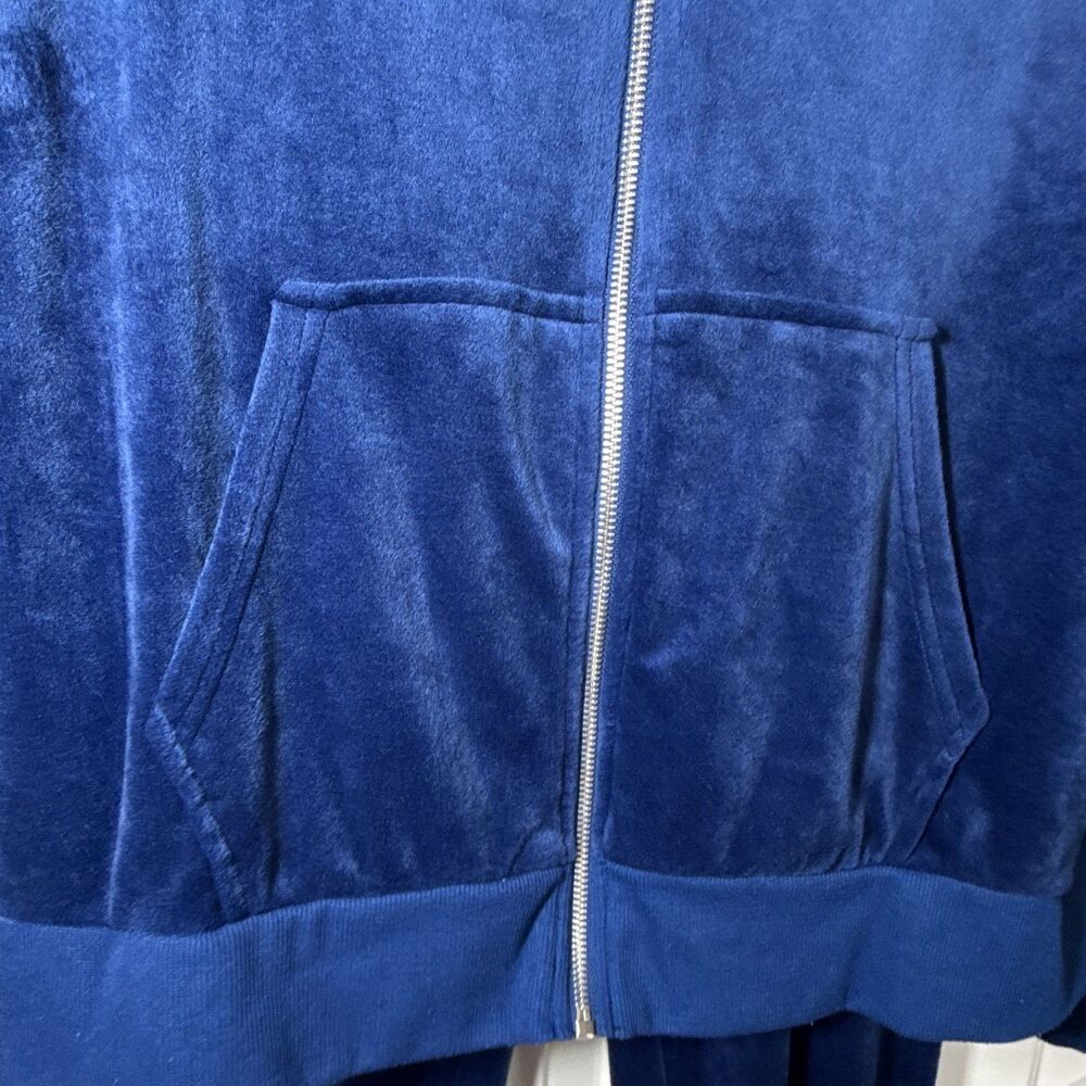 Felina Blue Velour Tracksuit Set Full Zip Hooded Jacket & Pants XL - Picture 3 of 13
